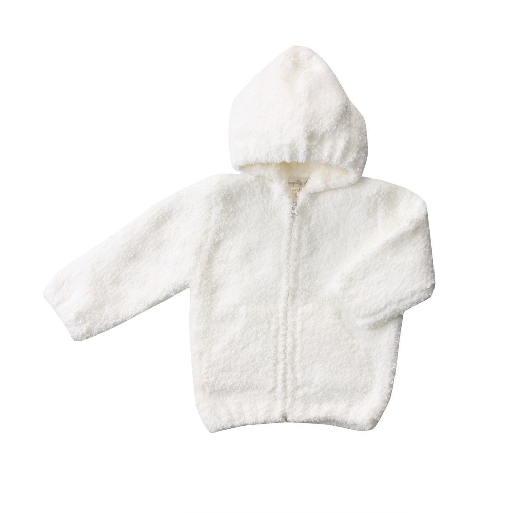 Angel Dear Chenille Microfiber Jacket Baby Hoodie 0-6 Months Full Zip White